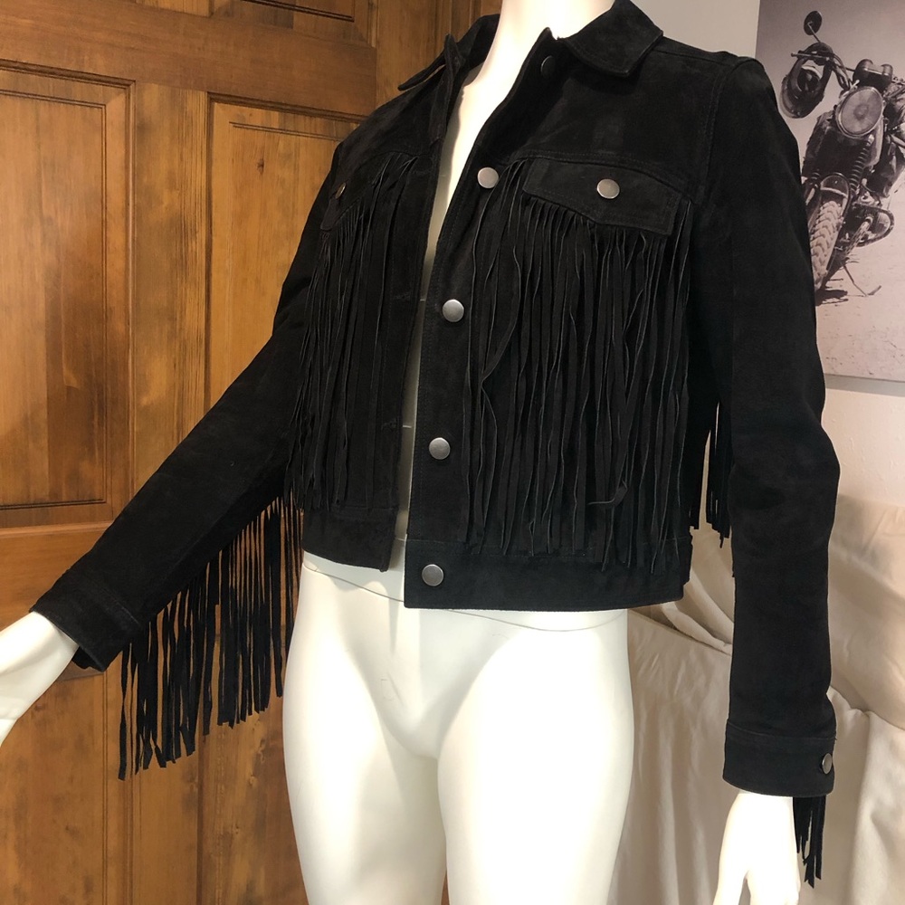 Forever 21 Black Suede Fringe Jacket